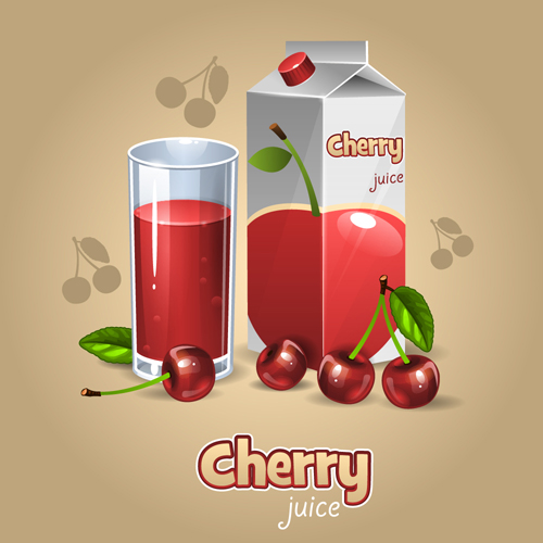 Cherry juice with cup vector Cherry juice with cup vector