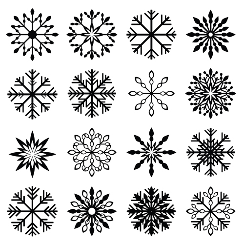 Christmas snowflake icons set vector 05