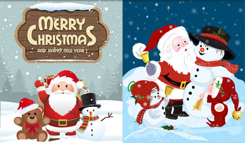 Christmas santa backgrounds set vector Christmas santa backgrounds set vector