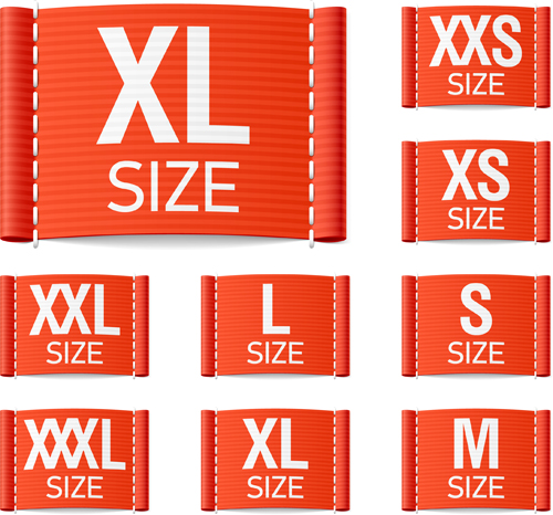 Colored size labels vector set 03