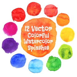 watercolor splashes colored 