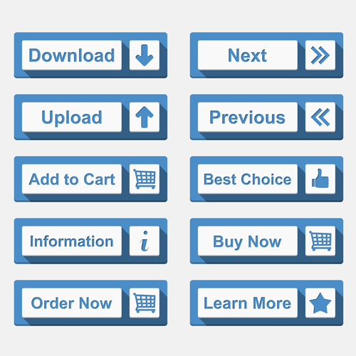 Creative blue flat web buttons vector Creative blue flat web buttons vector