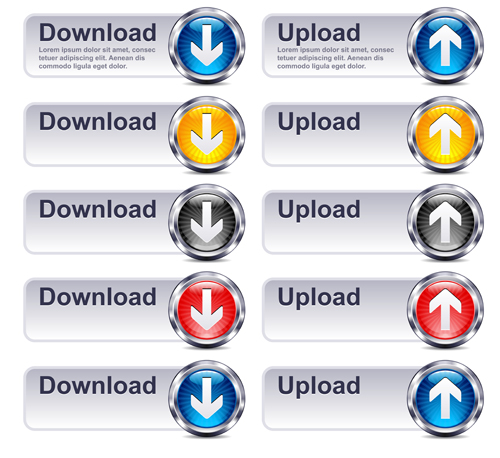 Creative website download buttons vectors set 03