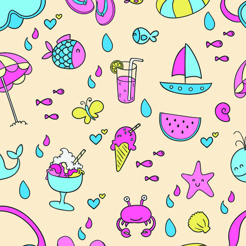 Cute summer pattern seamless vector material Cute summer pattern seamless vector material