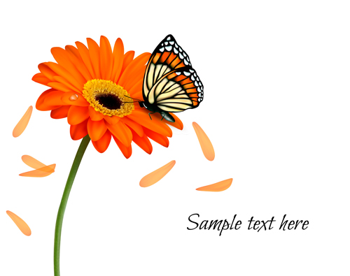 Floral butterfly with flower vector material