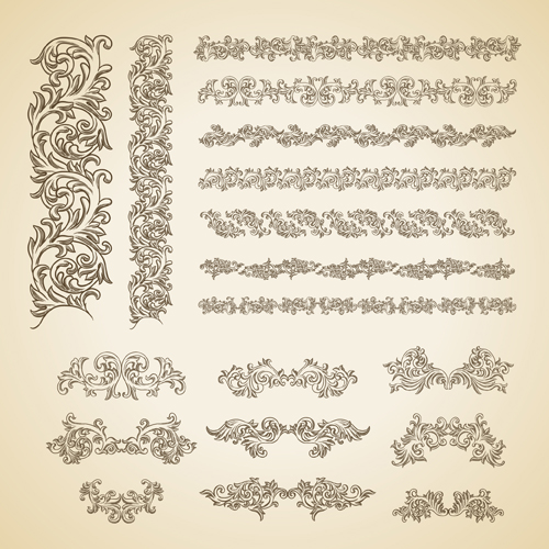 Floral ornaments borders design vector