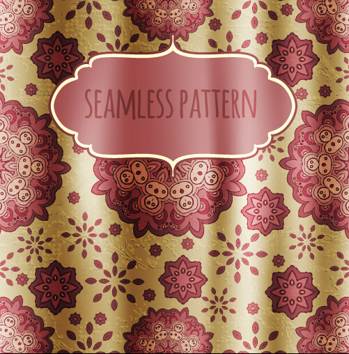Floral seamless pattern with silk vectors 03 Floral seamless pattern with silk vectors 03