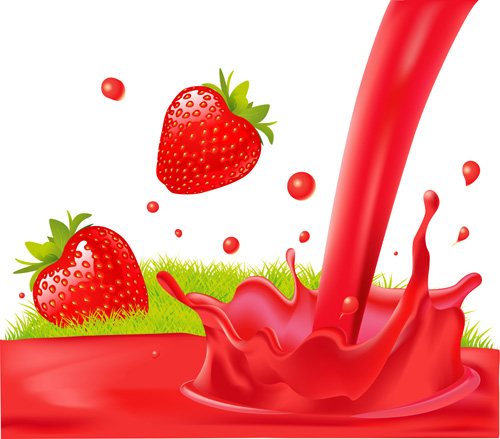 Fresh strawberry juice vector material Fresh strawberry juice vector material