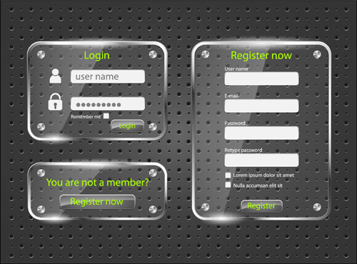 Glass web Interface design material vector 01 Glass web Interface design material vector 01