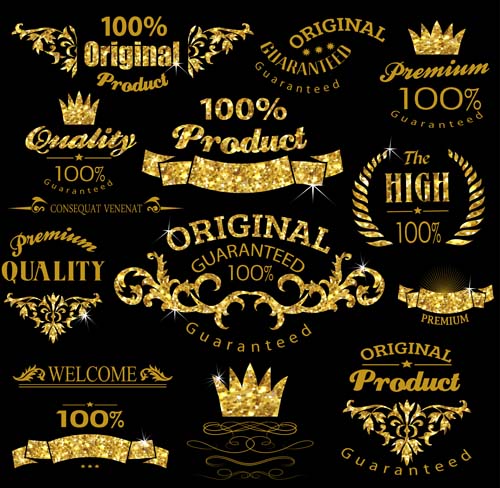 Luxury golden labels vectors set Luxury golden labels vectors set