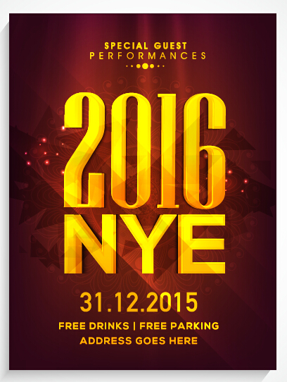 New year 2016 party flyer vector material 01 New year 2016 party flyer vector material 01
