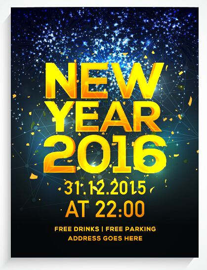 New year 2016 party flyer vector material 02 New year 2016 party flyer vector material 02