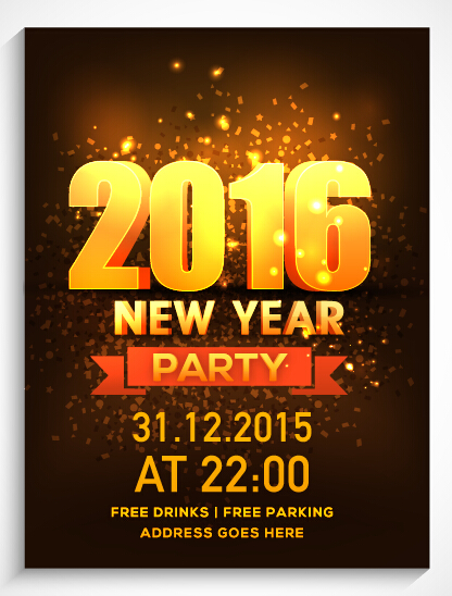 New year 2016 party flyer vector material 03 New year 2016 party flyer vector material 03
