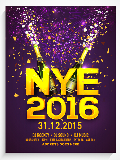 New year 2016 party flyer vector material 05 New year 2016 party flyer vector material 05