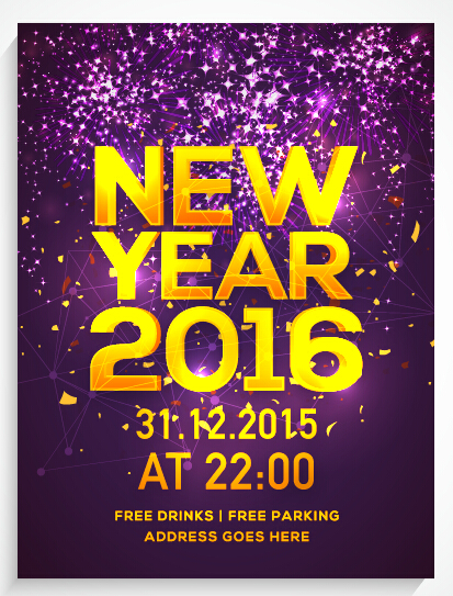 New year 2016 party flyer vector material 07 New year 2016 party flyer vector material 07