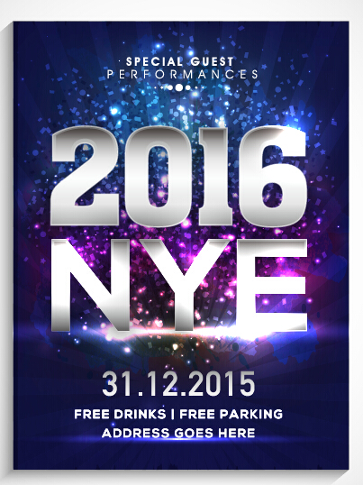New year 2016 party flyer vector material 08 New year 2016 party flyer vector material 08