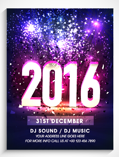 New year 2016 party flyer vector material 09 New year 2016 party flyer vector material 09