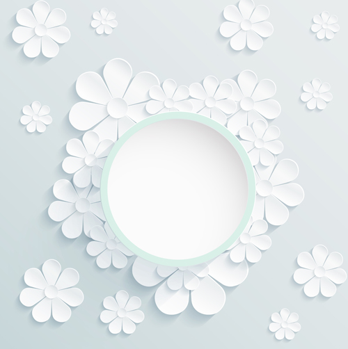 Paper flowers art background vector 02