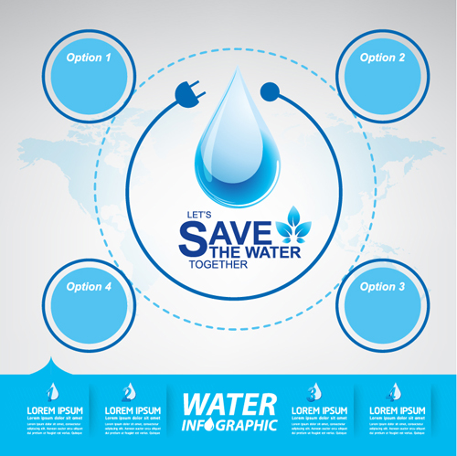 Save water infographics template vector 02 Save water infographics template vector 02