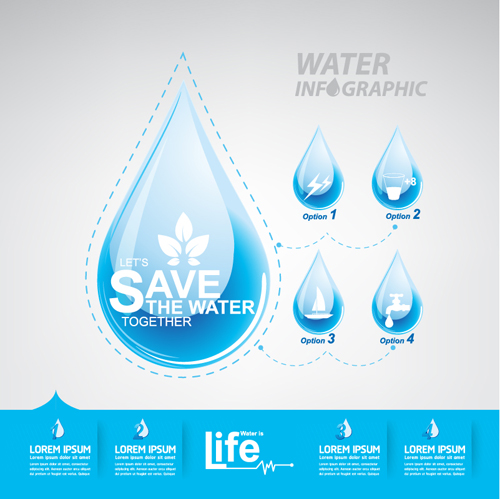 Save water infographics template vector 04 Save water infographics template vector 04