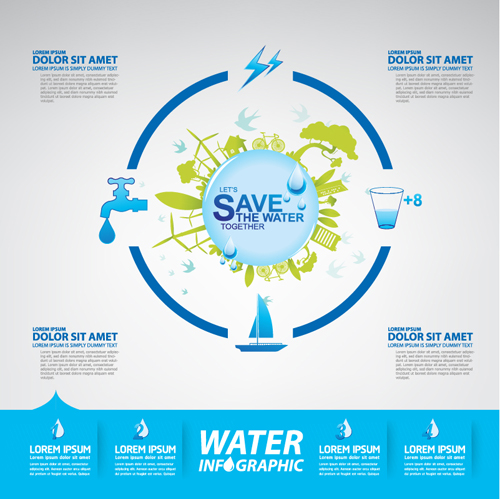 Save water infographics template vector 12 Save water infographics template vector 12