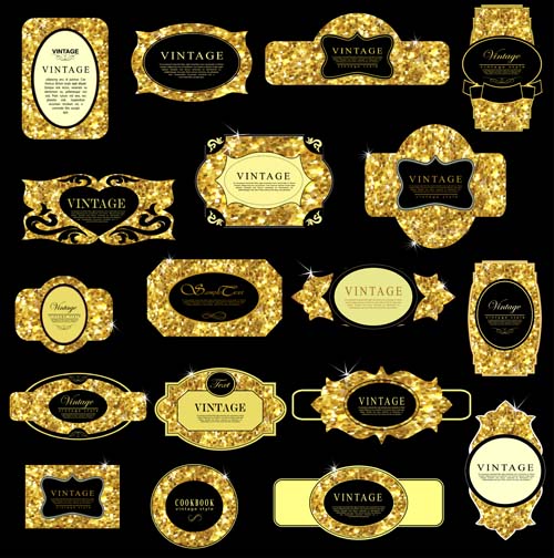 Shiny golden frame design vector set 02 Shiny golden frame design vector set 02