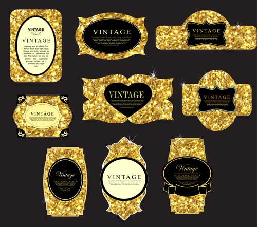 Shiny golden frame design vector set 03 Shiny golden frame design vector set 03