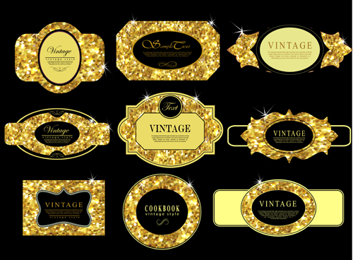 Shiny golden frame design vector set 04 Shiny golden frame design vector set 04