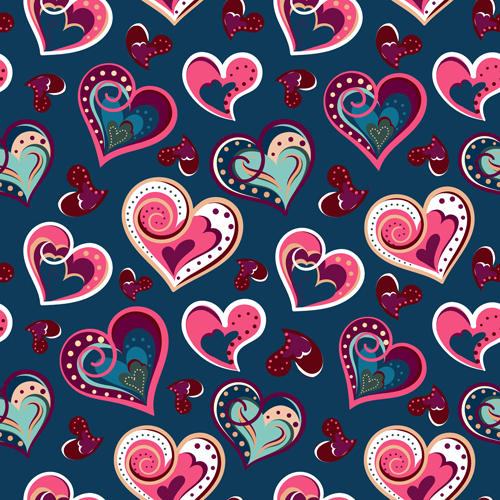 Valentines day heart hand drawn pattern vector 06 Valentines day heart hand drawn pattern vector 06