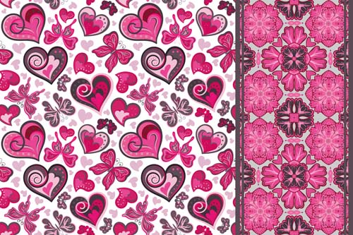 Valentines day heart hand drawn pattern vector 08 Valentines day heart hand drawn pattern vector 08