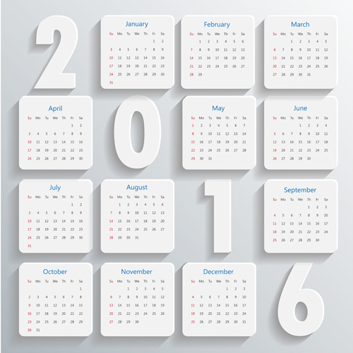 White 2016 calender design vector White 2016 calender design vector