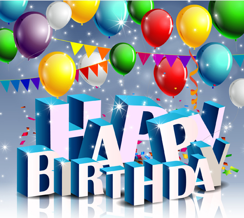 3D birthday font with balloons vector 3D birthday font with balloons vector