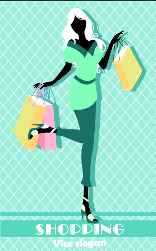 Beautiful shopping girl vector material 03 Beautiful shopping girl vector material 03