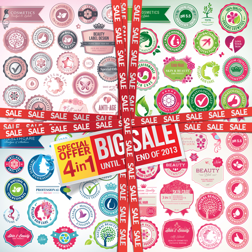 Beauty labels big sale vector Beauty labels big sale vector