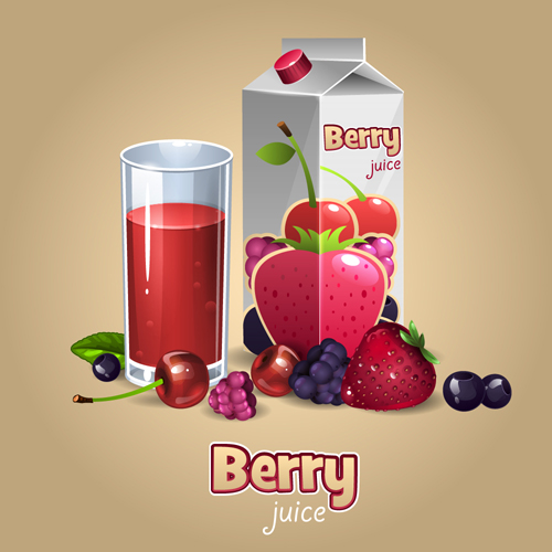 Berry juice with cup vector Berry juice with cup vector