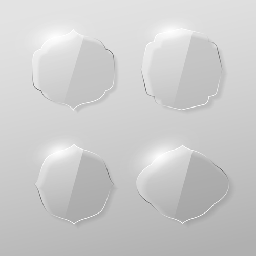 Blank labels transparent glass vector 01