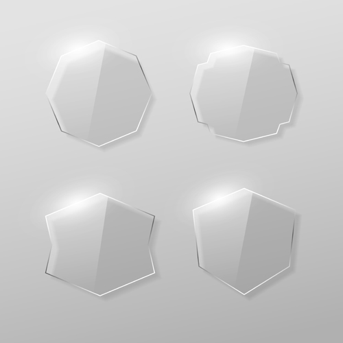 Blank labels transparent glass vector 02