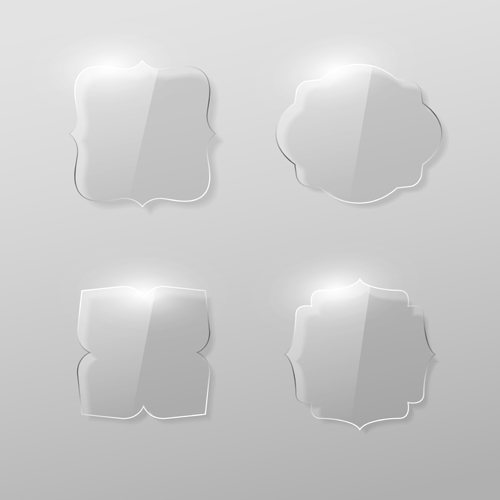 Blank labels transparent glass vector 03