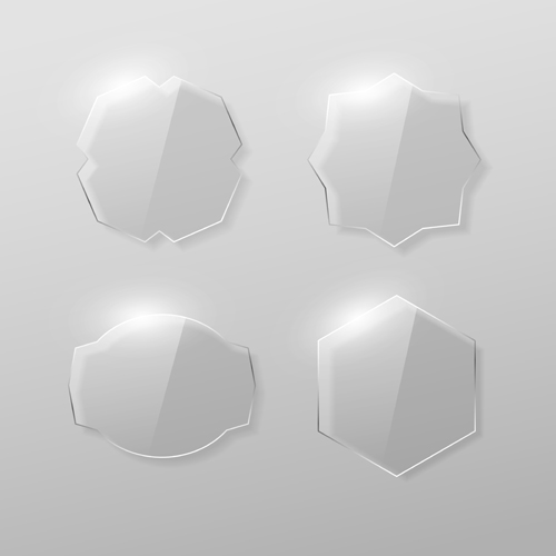 Blank labels transparent glass vector 04