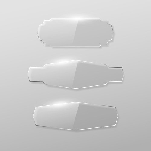 Blank labels transparent glass vector 05