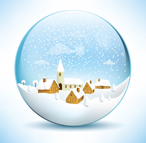 Christmas crystal ball with winter vector 05 Christmas crystal ball with winter vector 05