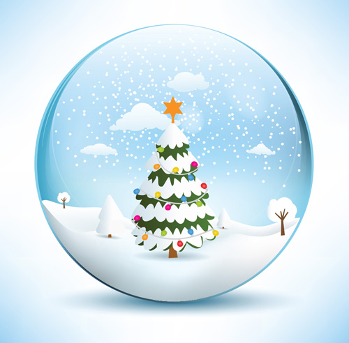 Christmas crystal ball with winter vector 06 Christmas crystal ball with winter vector 06