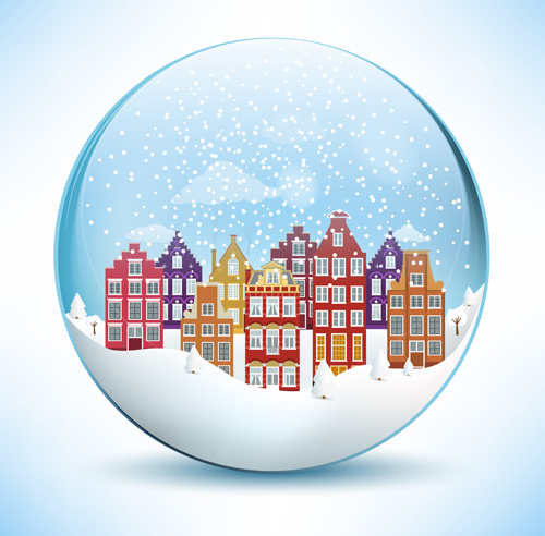 Christmas crystal ball with winter vector 09 Christmas crystal ball with winter vector 09