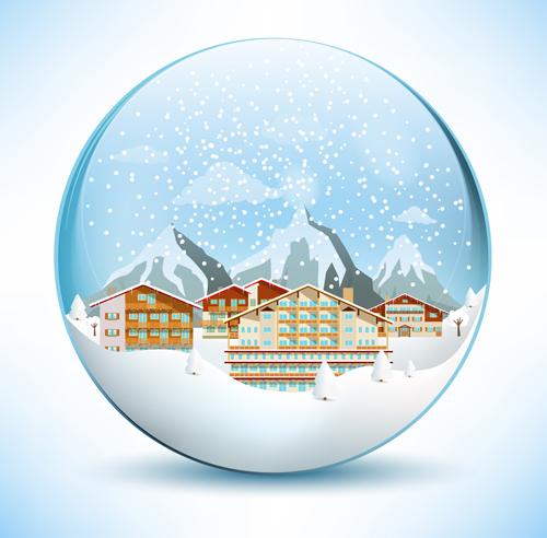 Christmas crystal ball with winter vector 11 Christmas crystal ball with winter vector 11