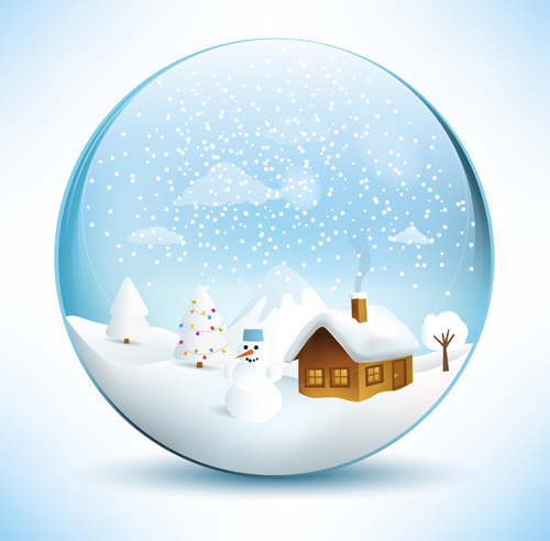 Christmas crystal ball with winter vector 12 Christmas crystal ball with winter vector 12