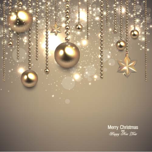 Christmas hanging baubles golden vector Christmas hanging baubles golden vector