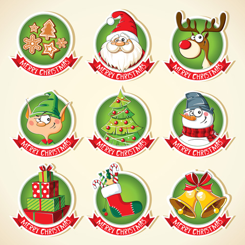 Christmas lables peeling stickers vector 02 Christmas lables peeling stickers vector 02