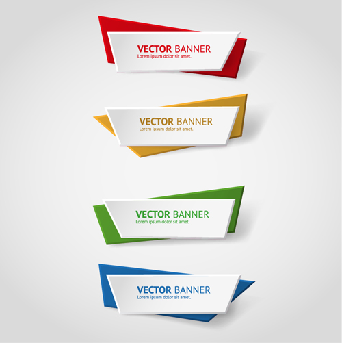 Colored origami banners vectors material 01 Colored origami banners vectors material 01