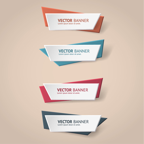 Colored origami banners vectors material 03 Colored origami banners vectors material 03
