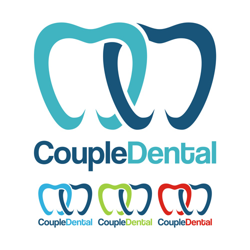 Creative couple dental logo vector Creative couple dental logo vector